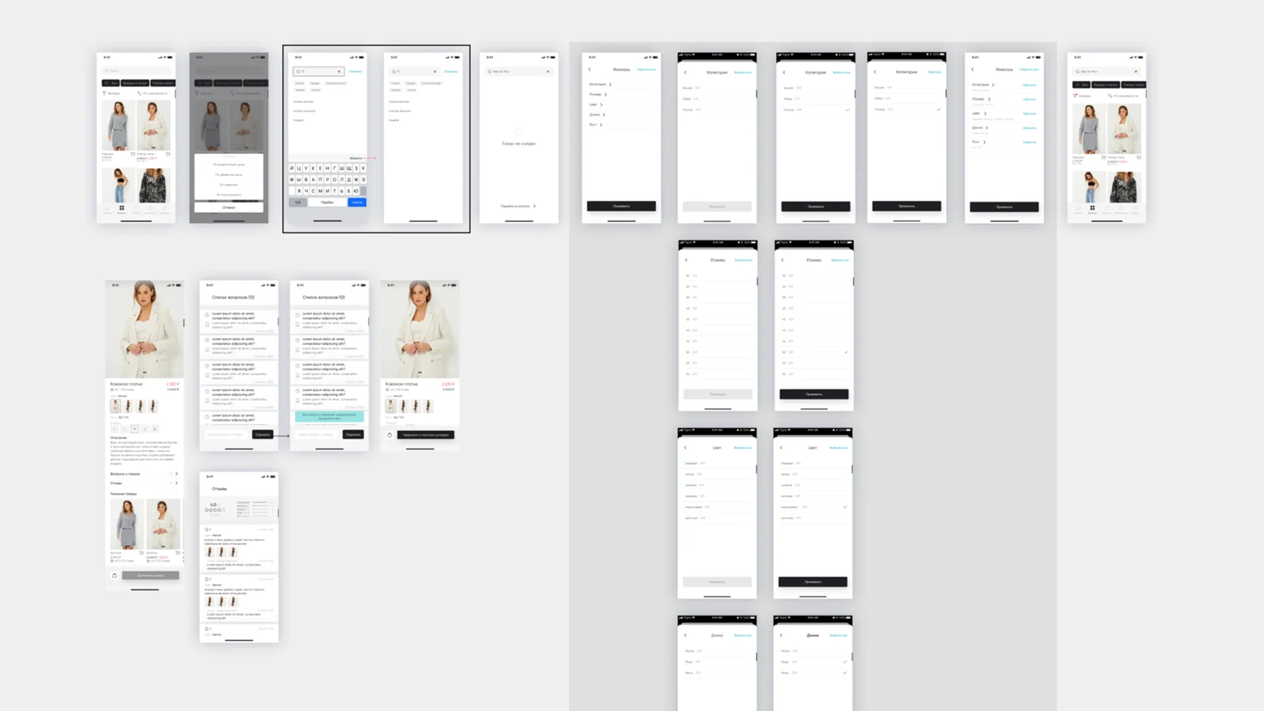 E-commerce mobile app screen map